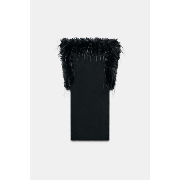 ZARA RIB FAUX FUR TOP - Picture 1 of 7